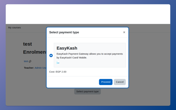 Moodle EasyKash Enrolment